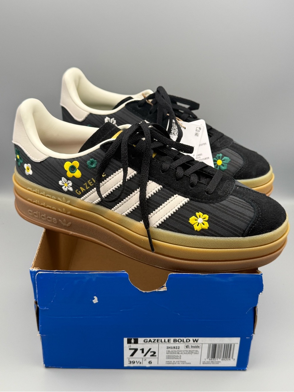 NWT adidas Originals x Liberty London Gazelle Bold Shoes, Size 7.5